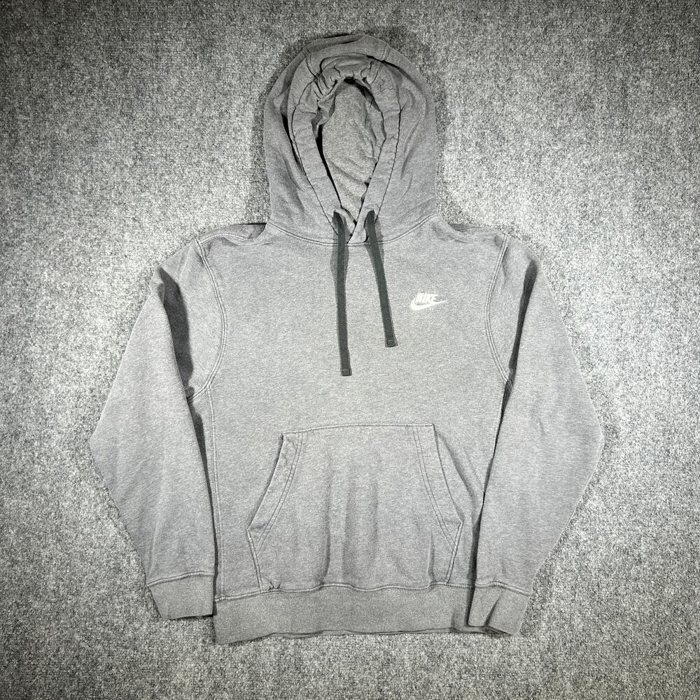 Nike Sportswear Gray Pullover Hoodie Embroidered Swoosh Fleece XS